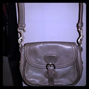 Talbots Grey Leather Mini Crossbody Purse